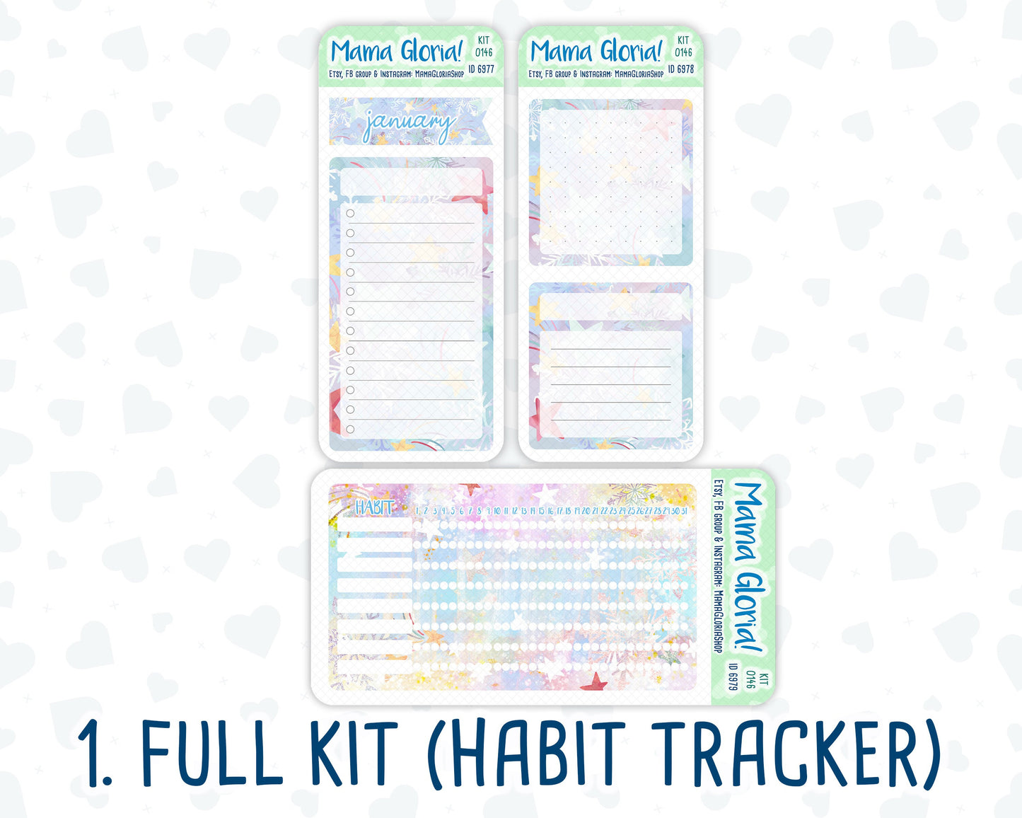 Kit 0146 - A5 - Gilded Stars - January - Winter- Notes Pages - Dashboard Kit - Productivity Page