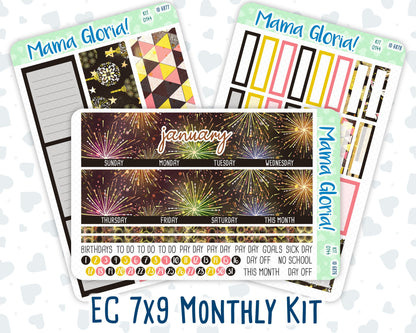 Kit 0144 -7x9 - Monthly - New Year's Soiree - January- Winter- For EC Planners