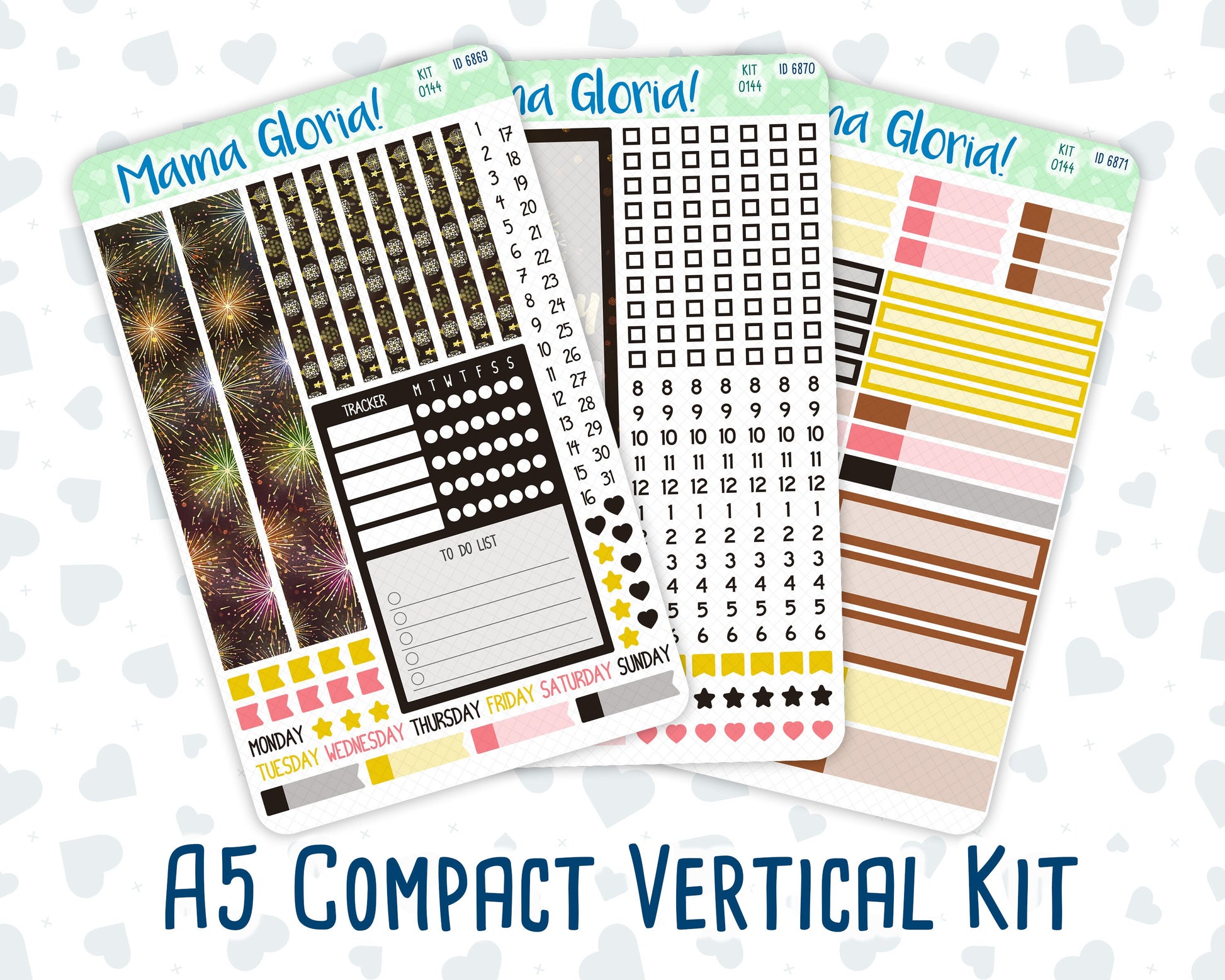 Kit 0144 - A5 Compact Vertical - New Year's Soiree - January Weekly