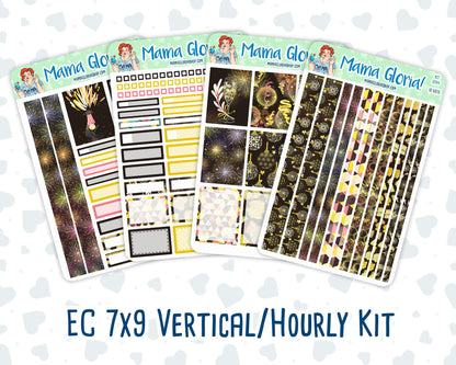 Kit 0144 -7x9 -New Year's Soiree - January- Winter- Weekly Kit For Vertical And Hourly EC Planners