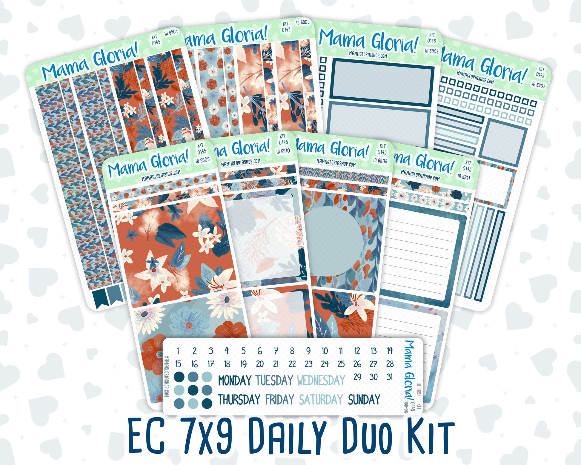 Kit 0145 7x9 Daily Duo - Snow-Kissed Flowers - January- Winter- Planner