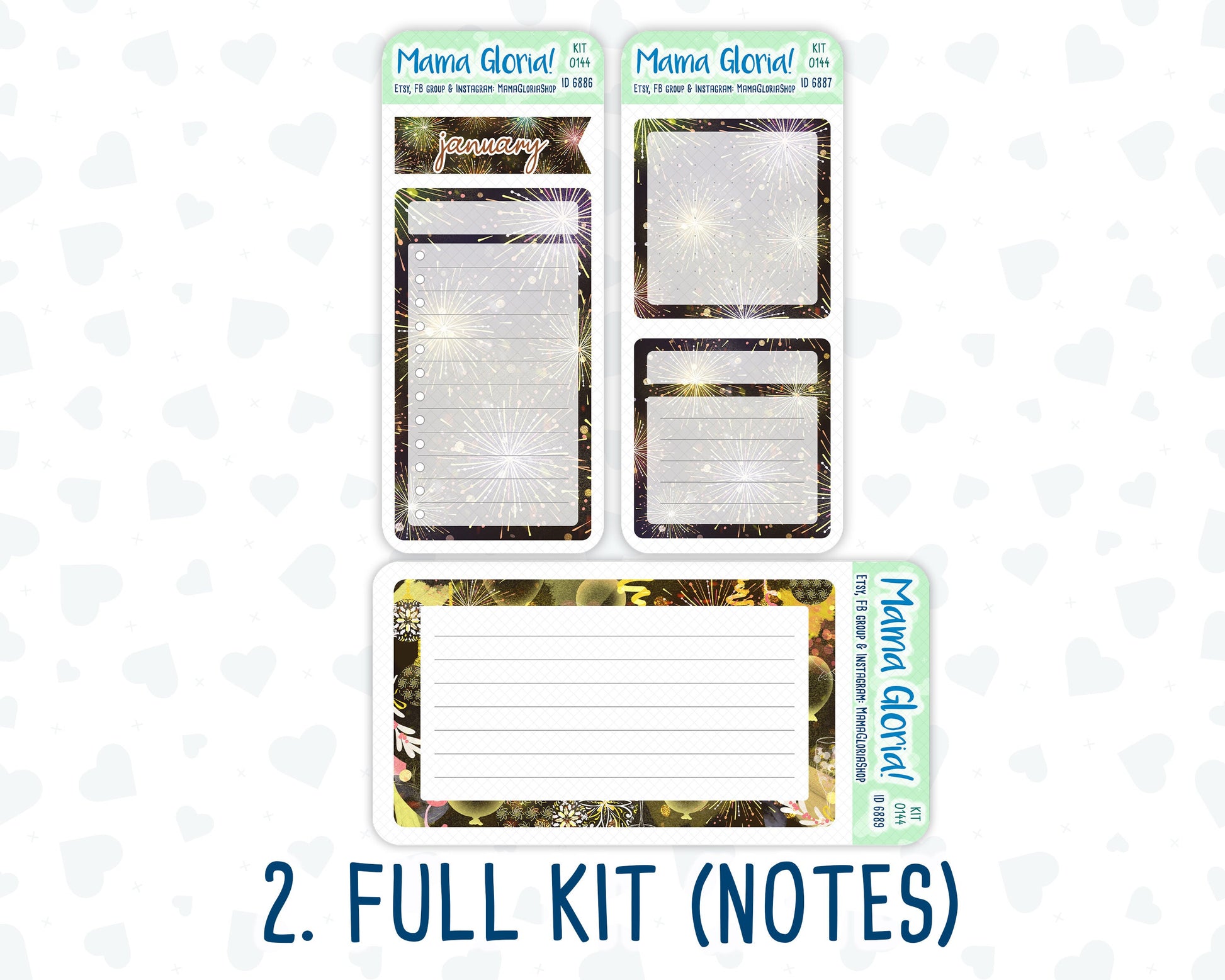 Kit 0144 - A5 - New Year's Soiree - January - Winter- Notes Pages - Dashboard Kit - Productivity Page