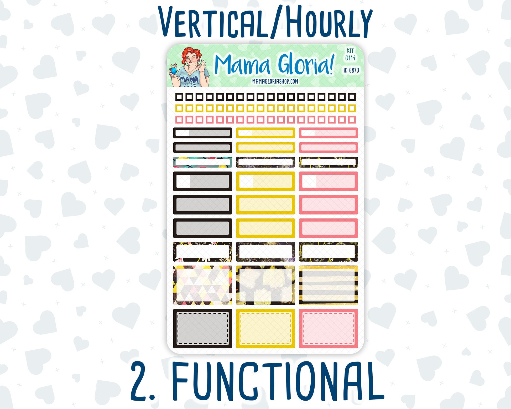 Kit 0144 -7x9 -New Year's Soiree - January- Winter- Weekly Kit For Vertical And Hourly EC Planners