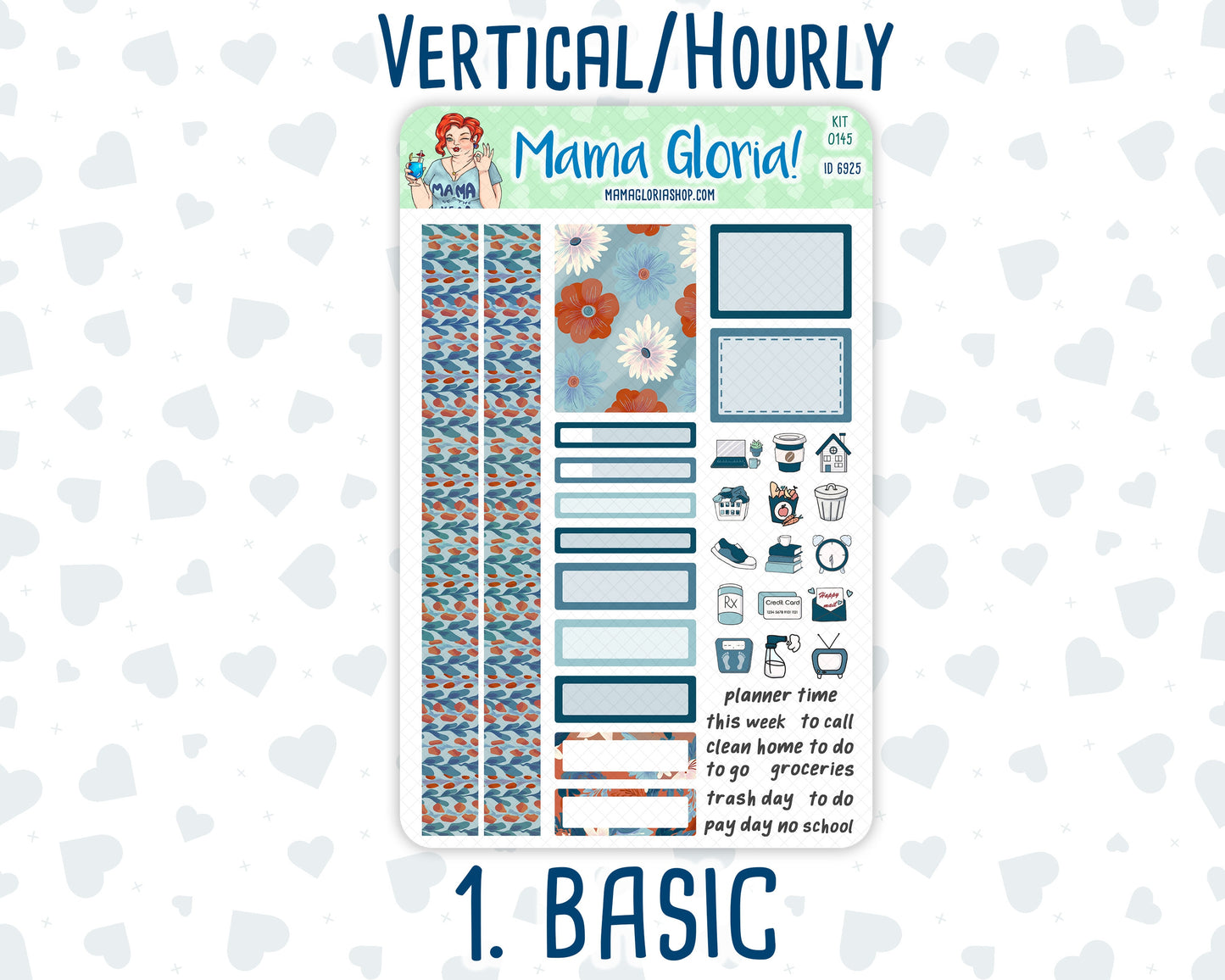 Kit 0145 -7x9 -Snow-Kissed Flowers - January- Winter- Weekly Kit For Vertical And Hourly EC Planners