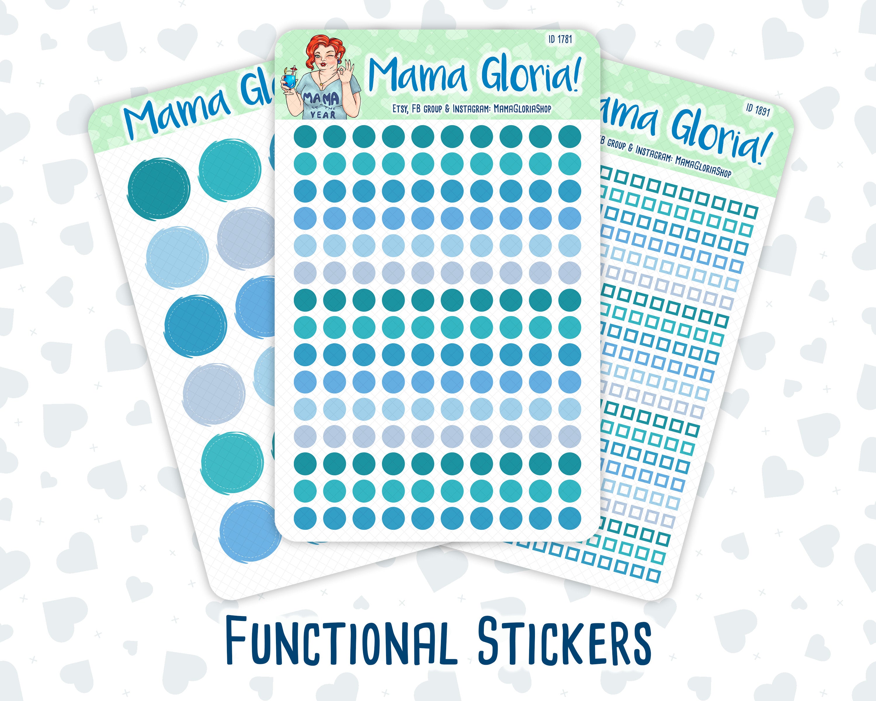 January Kit Sticker Functional Sticker Pack - January Colors - Checkboxes - Dots - Circles ...