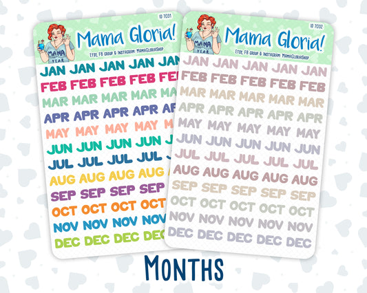 Months Script Sticker Pack - Multiple Colors - Wildflowers Colors - 2024