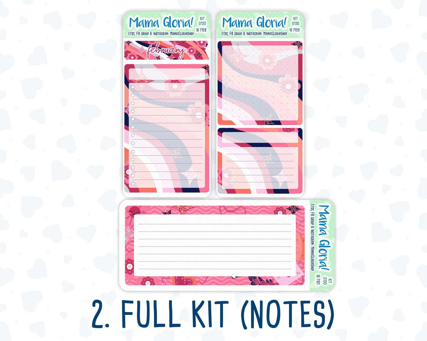 Kit 0150 - 7x9 - Love Infusion - February- Winter- Notes Pages - Dashboard Kit - Productivity Page