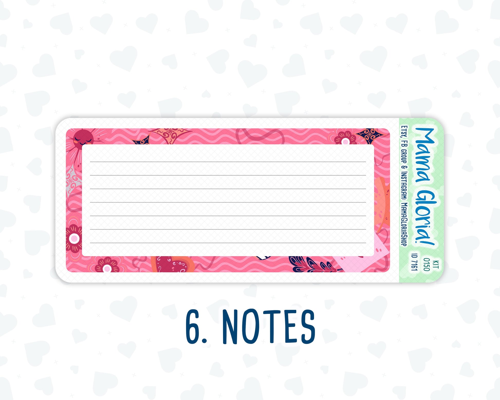 Kit 0150 - 7x9 - Love Infusion - February- Winter- Notes Pages - Dashboard Kit - Productivity Page