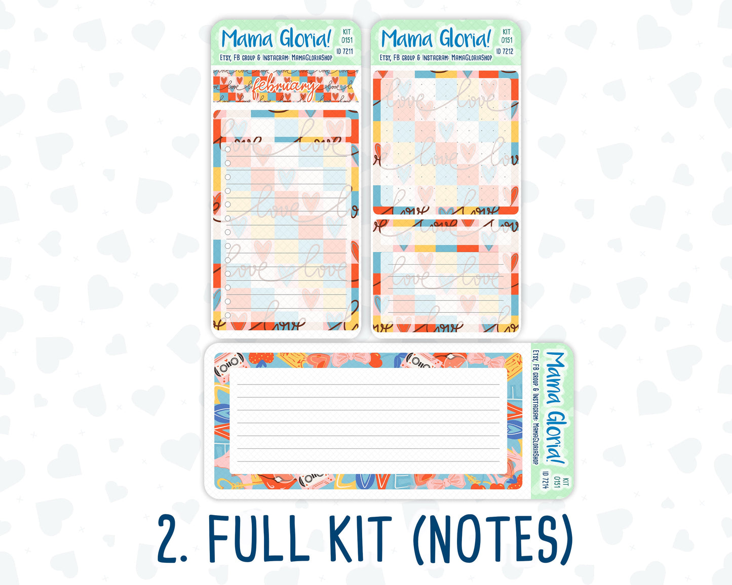 Kit 0151 - 7x9 - Serenade - February- Winter- Notes Pages - Dashboard Kit - Productivity Page