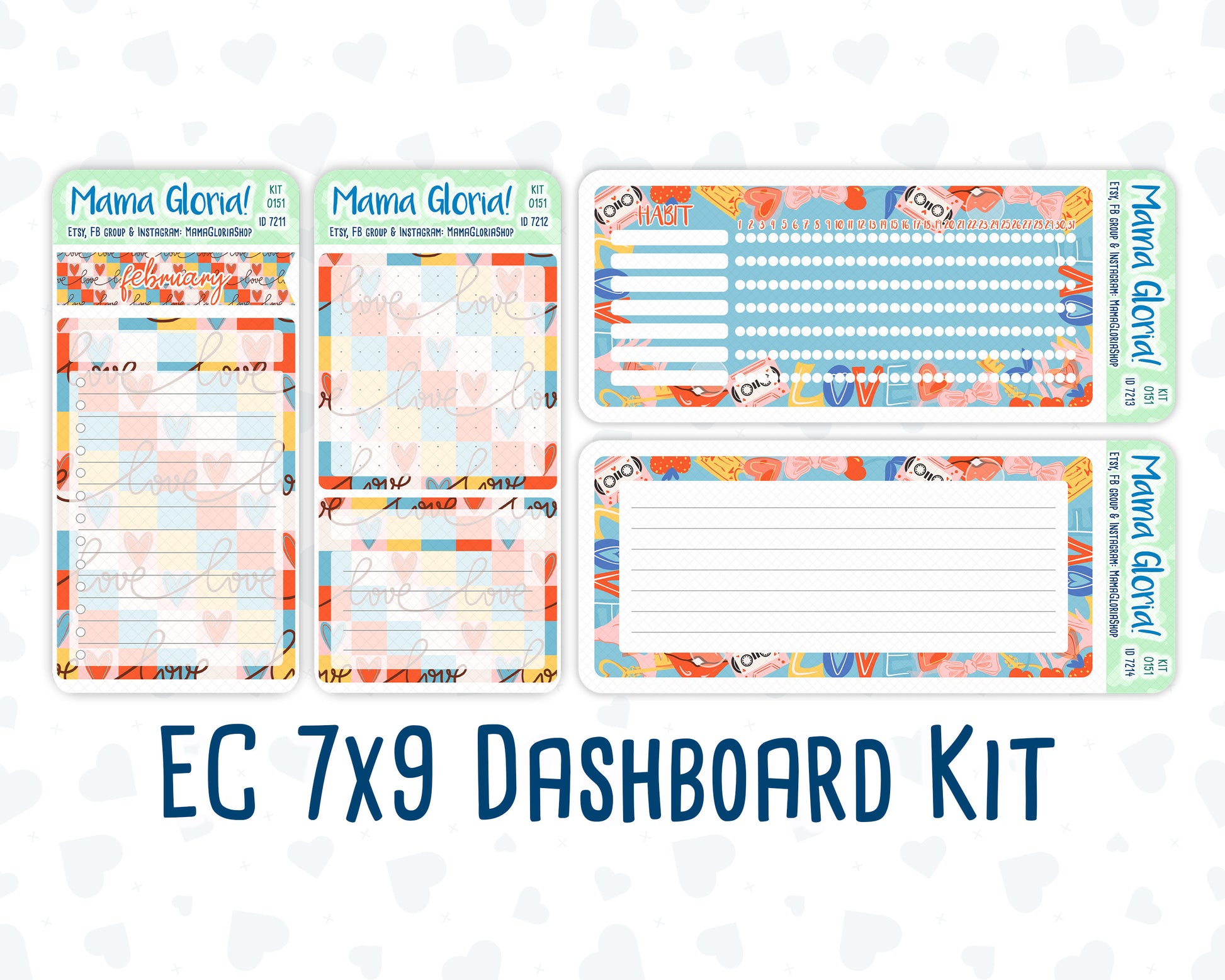 Kit 0151 - 7x9 - Serenade - February- Winter- Notes Pages - Dashboard Kit - Productivity Page