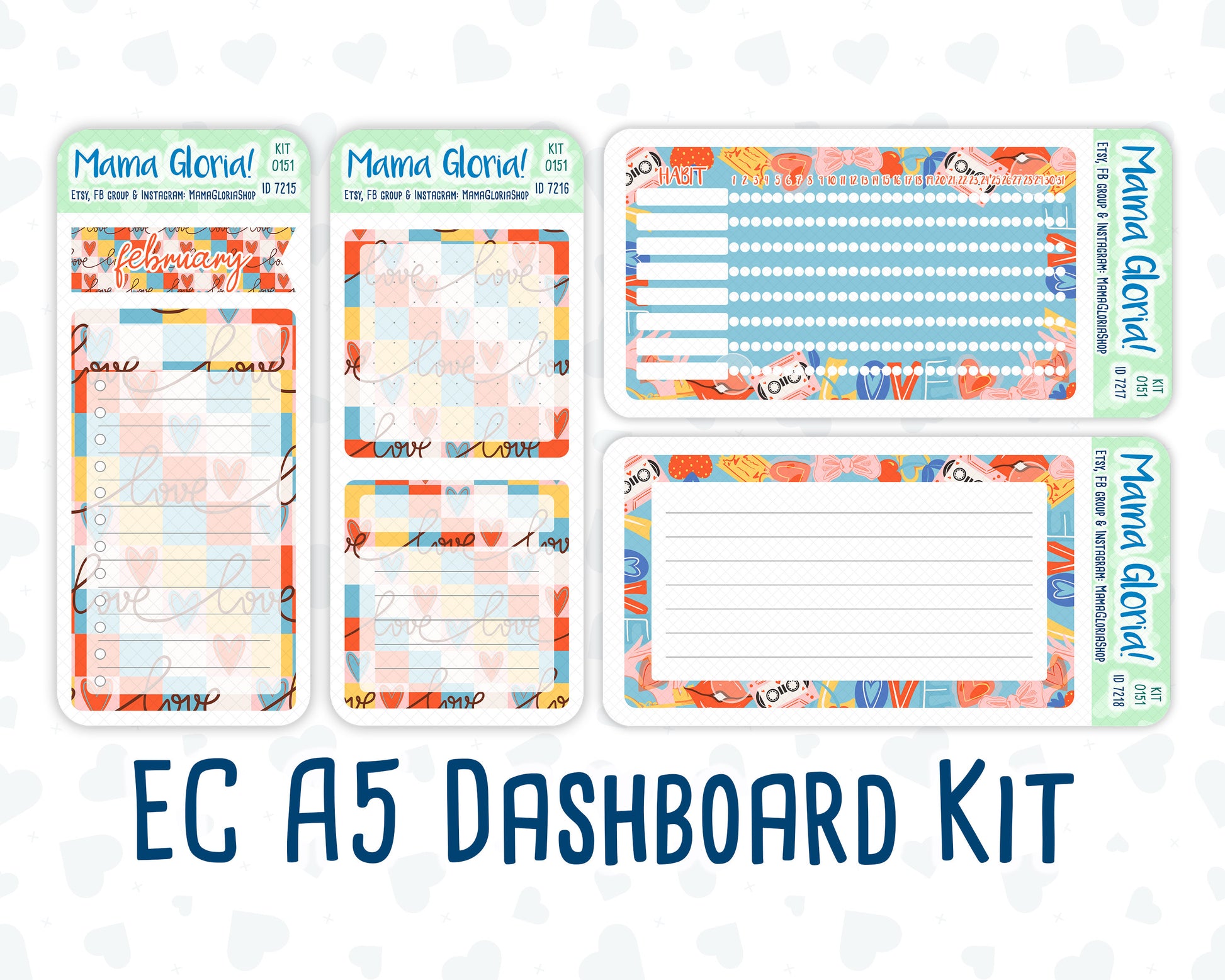 Kit 0151 - A5 - Serenade - February- Winter- Notes Pages - Dashboard Kit - Productivity Page