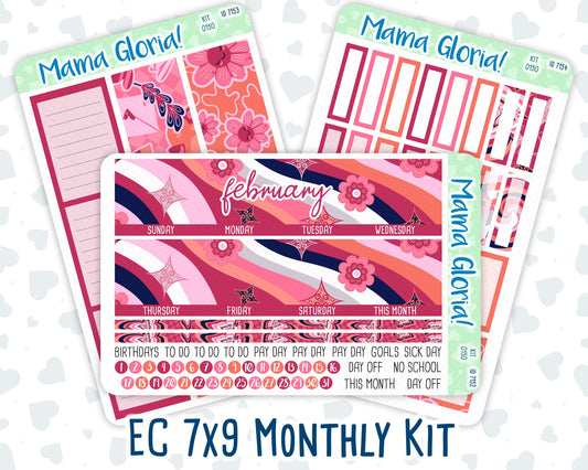 Kit 0150 -7x9 - Monthly - Love Infusion - February- Winter- For EC Planners