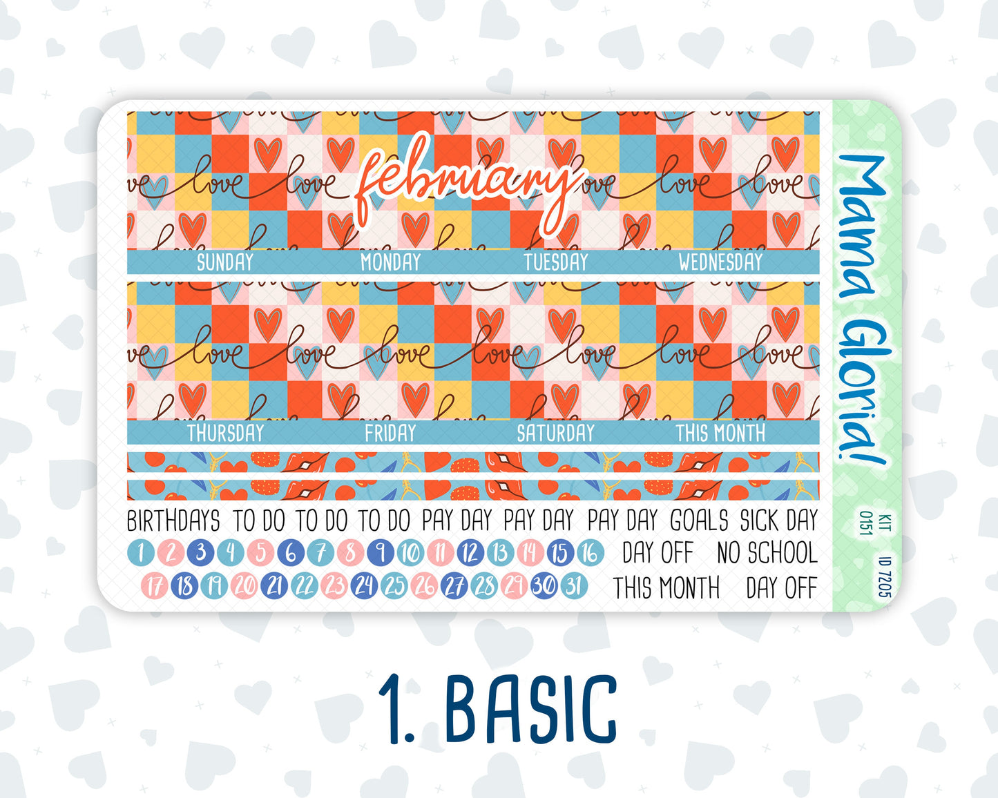 Kit 0151 -7x9 - Monthly - Serenade - February- Winter- For EC Planners