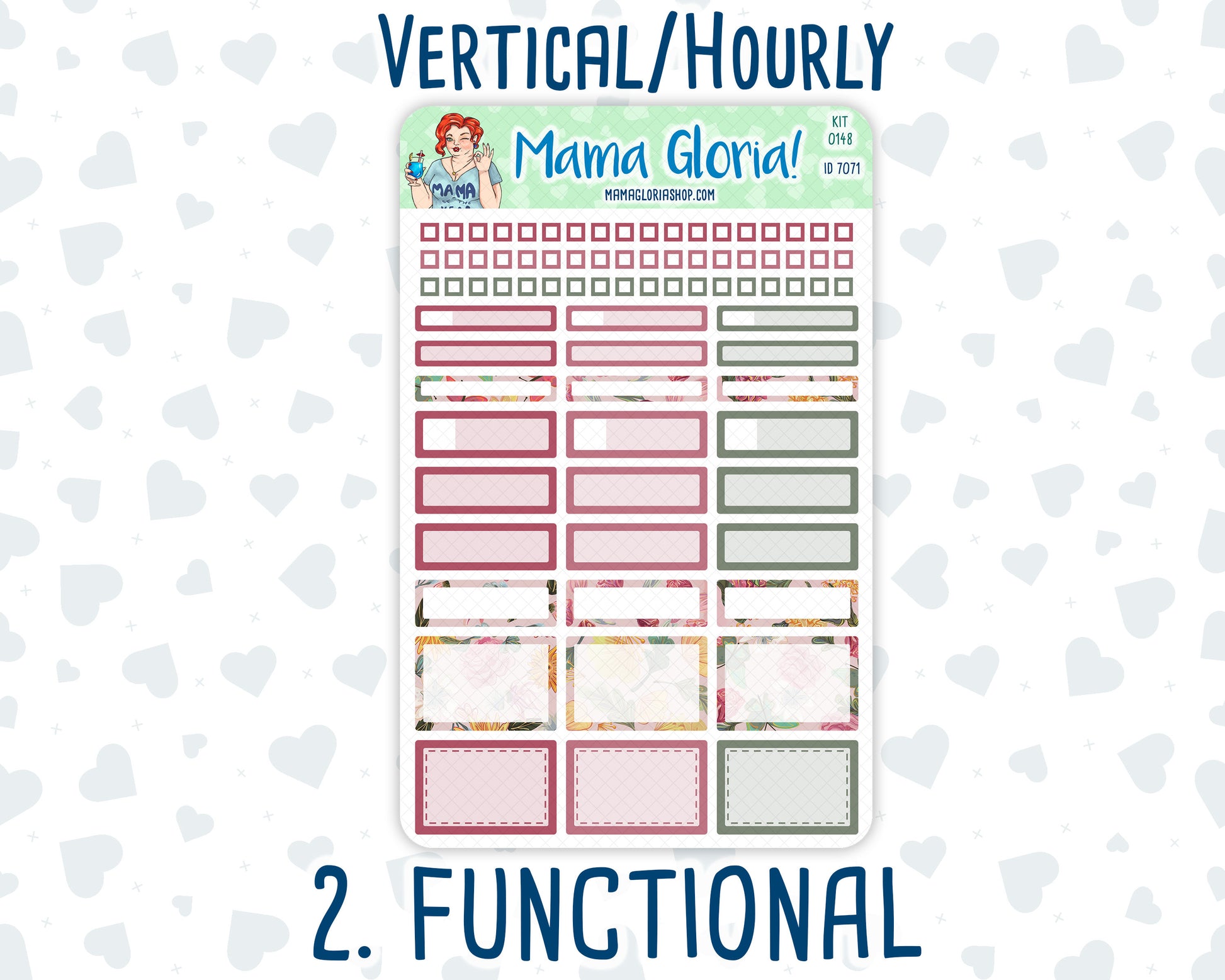 Kit 0148 -7x9 - Beloved Blossoms - February - Winter- Weekly Kit For Vertical And Hourly EC Planners