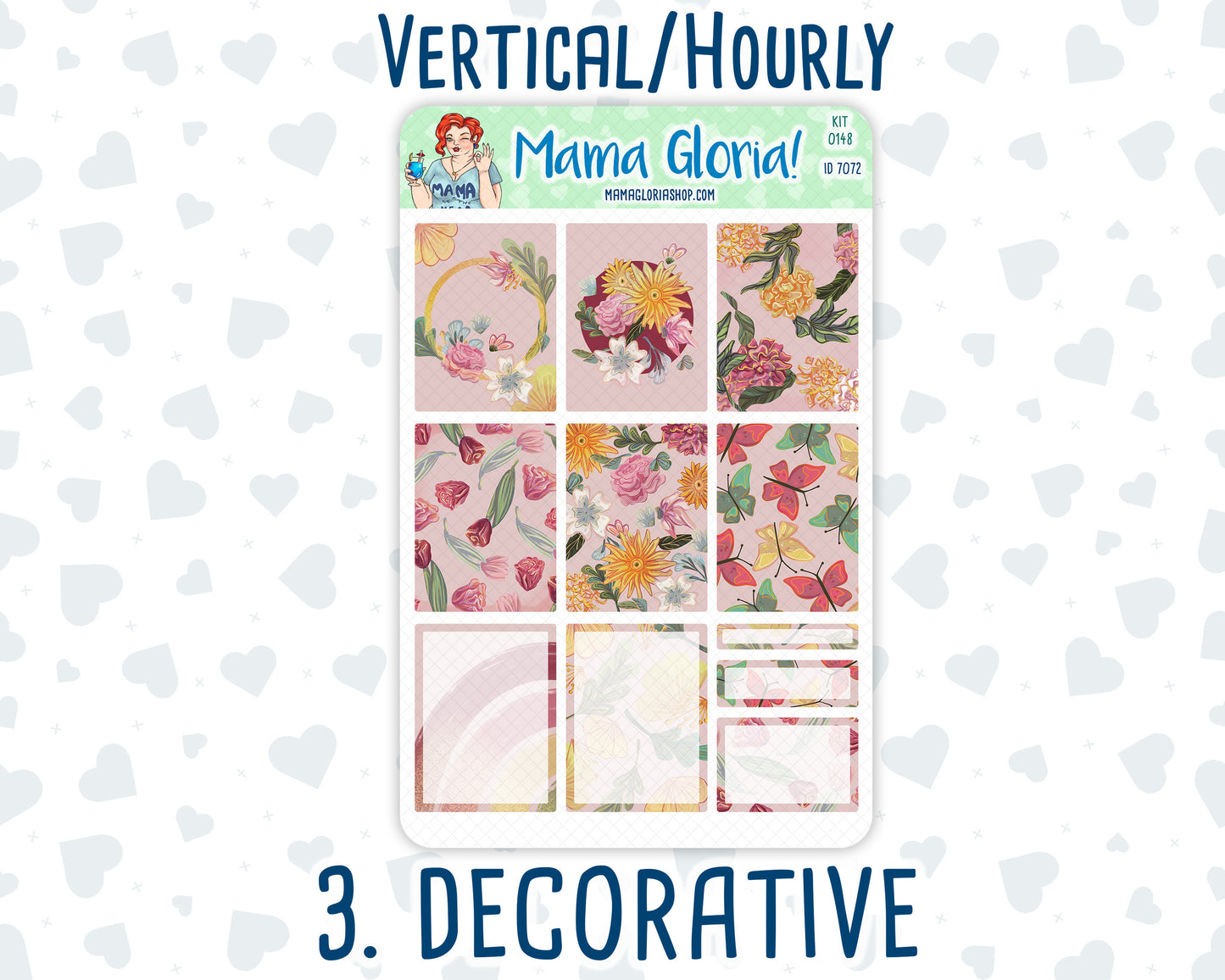 Kit 0148 -7x9 - Beloved Blossoms - February - Winter- Weekly Kit For Vertical And Hourly EC Planners