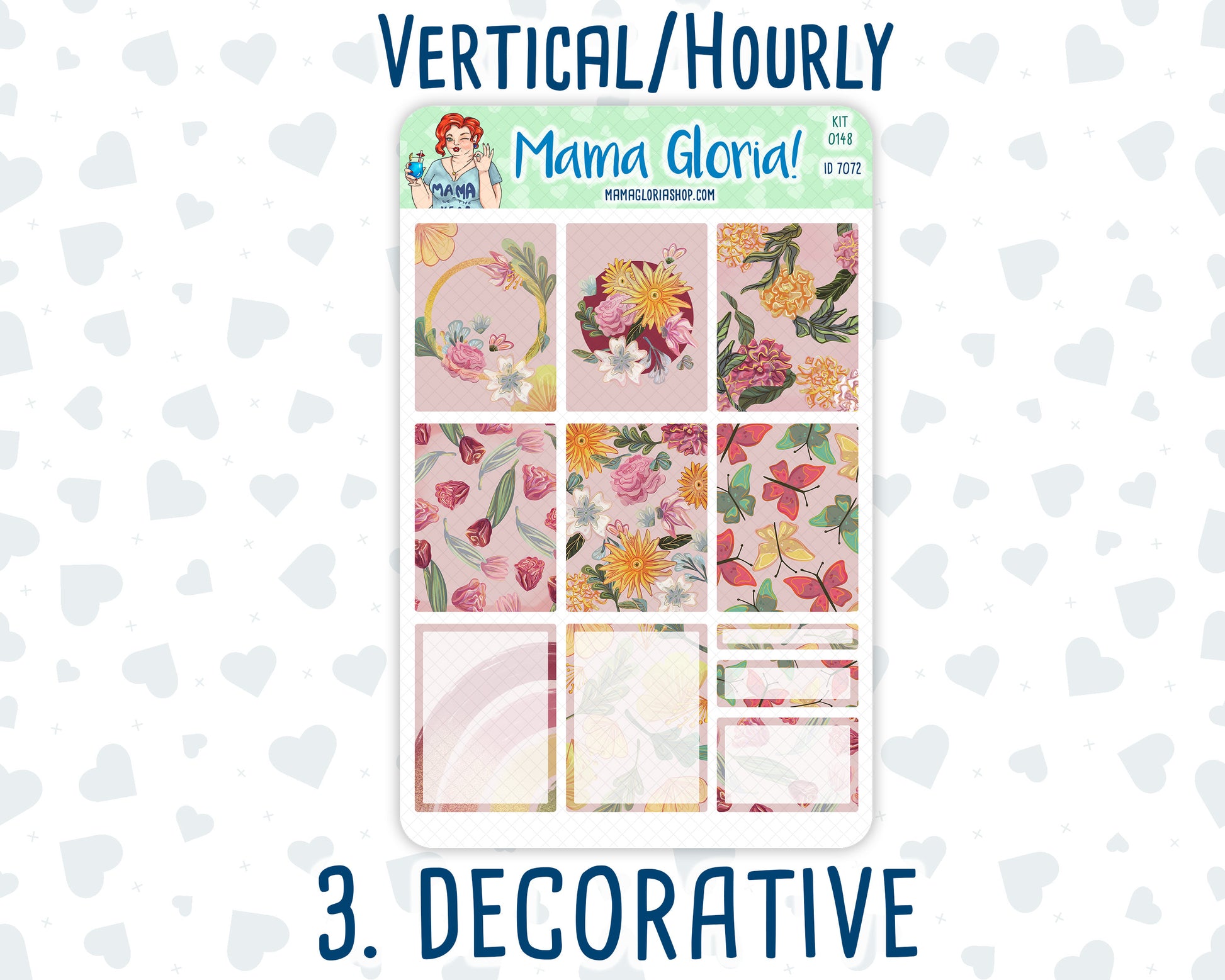 Kit 0148 -7x9 - Beloved Blossoms - February - Winter- Weekly Kit For Vertical And Hourly EC Planners