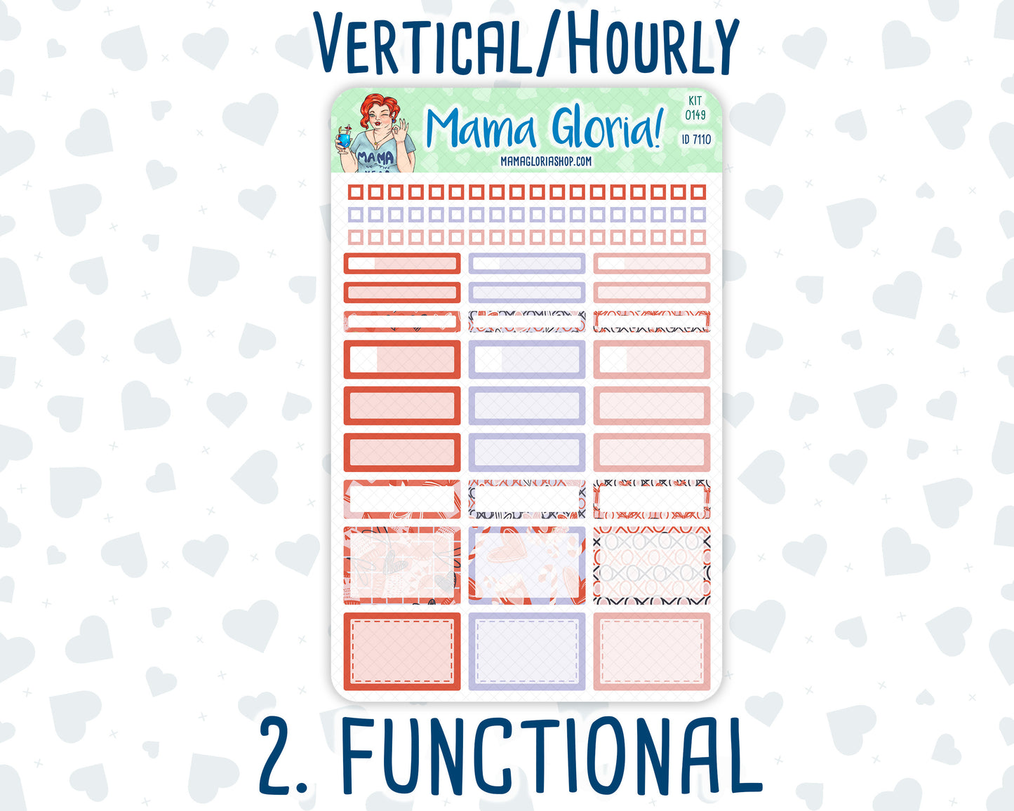 Kit 0149 -7x9 - Valentine's Delight - February - Winter- Weekly Kit For Vertical And Hourly EC Planners