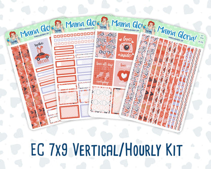 Kit 0149 -7x9 - Valentine's Delight - February - Winter- Weekly Kit For Vertical And Hourly EC Planners