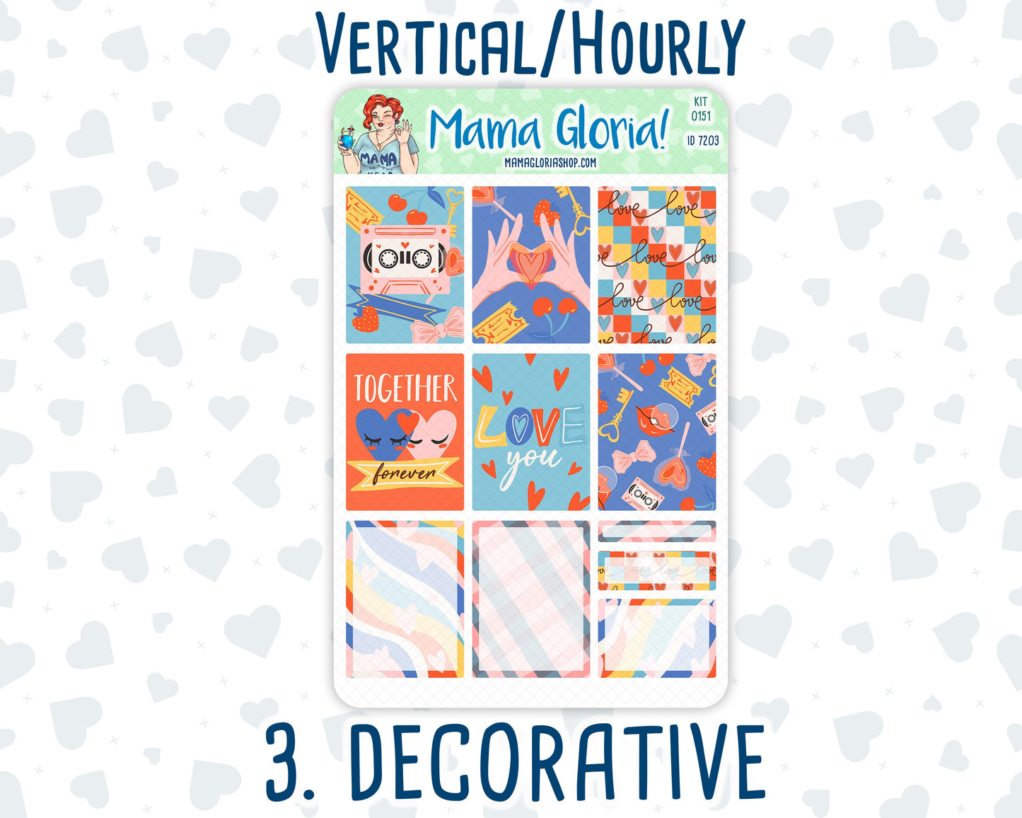 Kit 0151 -7x9 - Serenade - February - Winter- Weekly Kit For Vertical And Hourly EC Planners