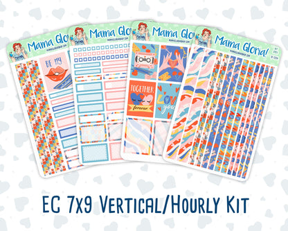 Kit 0151 -7x9 - Serenade - February - Winter- Weekly Kit For Vertical And Hourly EC Planners