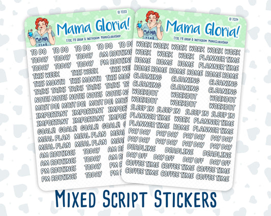 Mixed Script Sticker Pack - Headers - Words - 2024