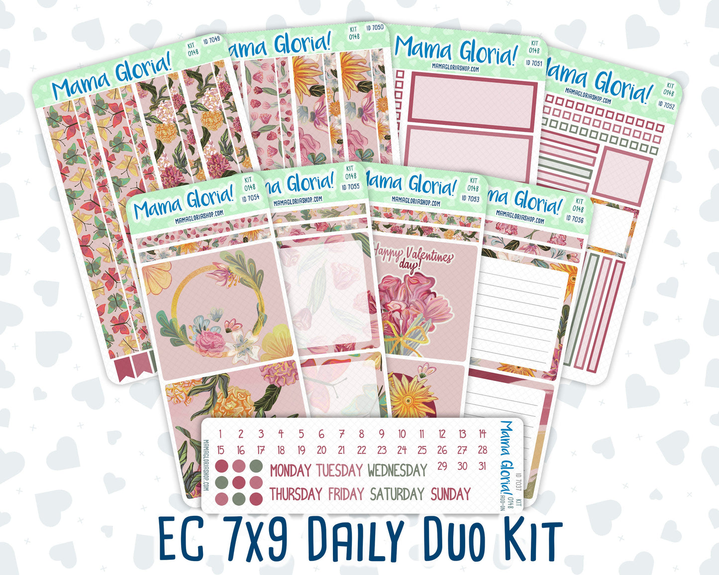 Kit 0148 7x9 Daily Duo - Beloved Blossoms - February- Winter- Planner