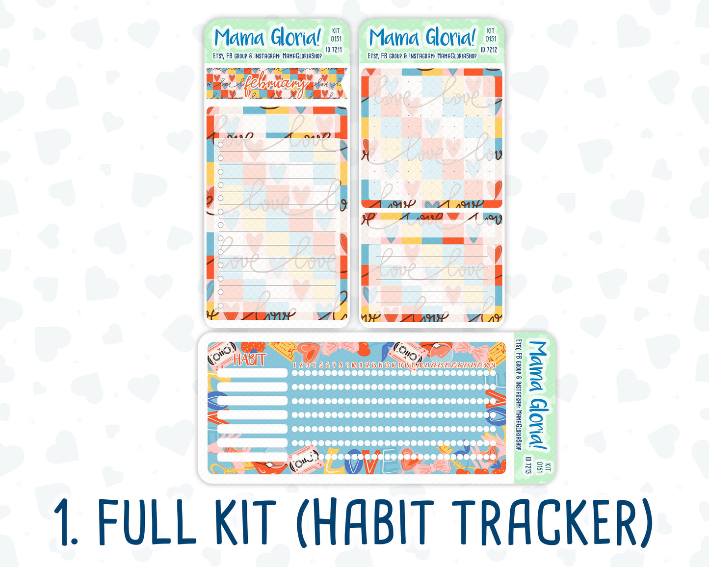 Kit 0151 - 7x9 - Serenade - February- Winter- Notes Pages - Dashboard Kit - Productivity Page