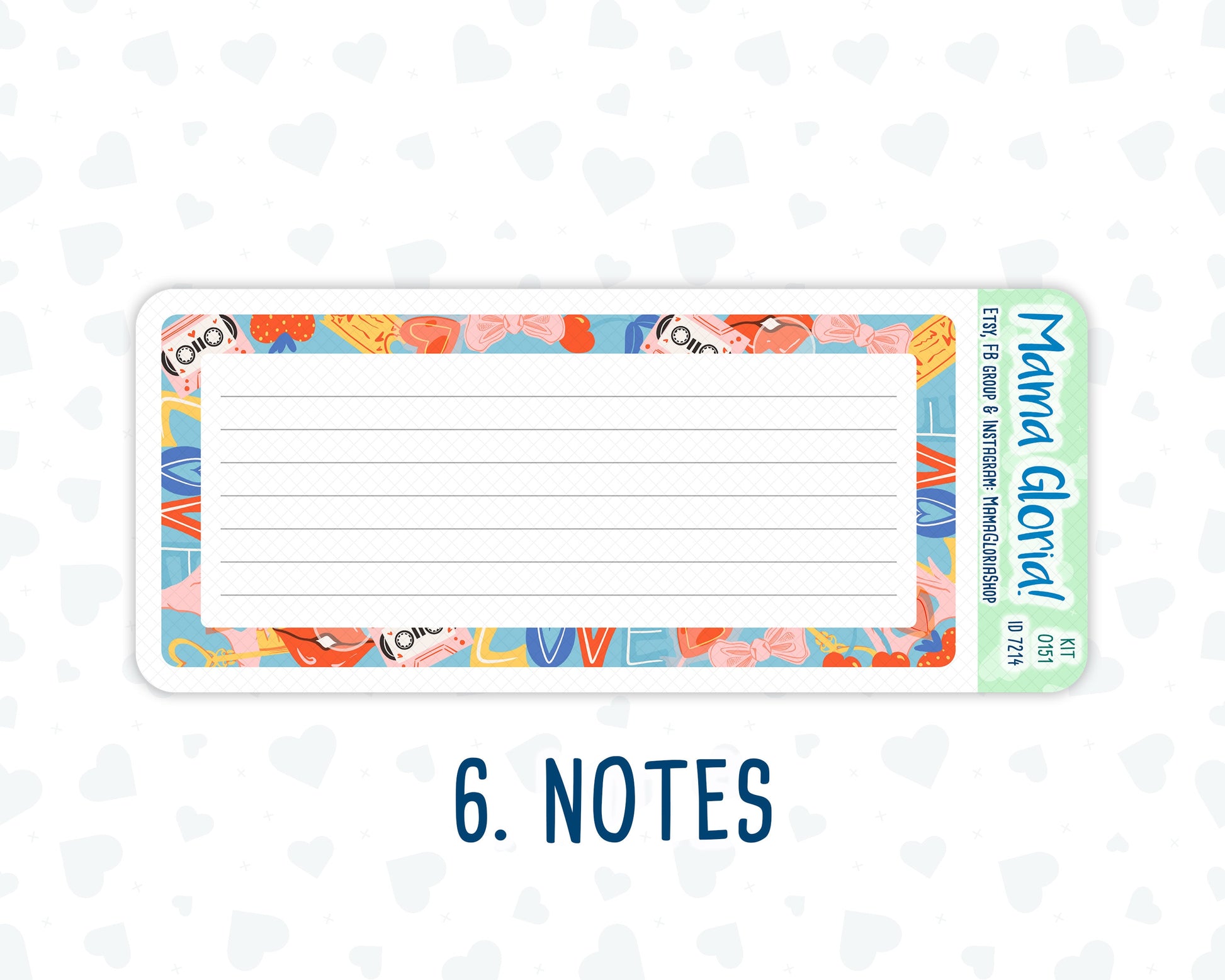 Kit 0151 - 7x9 - Serenade - February- Winter- Notes Pages - Dashboard Kit - Productivity Page