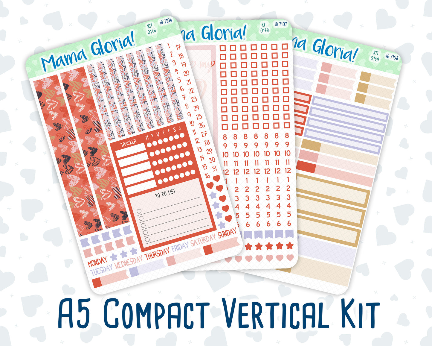 Kit 0149 - A5 Compact Vertical - Valentine's Delight - February Weekly