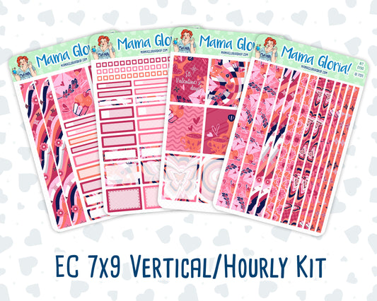 Kit 0150 -7x9 - Love Infusion - February - Winter- Weekly Kit For Vertical And Hourly EC Planners