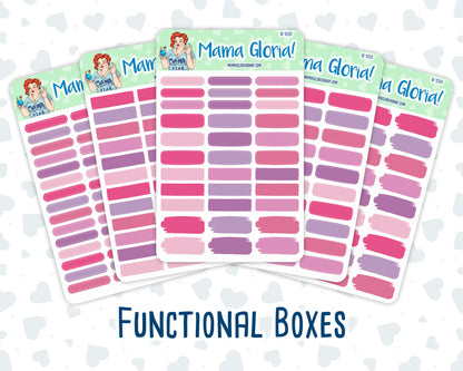 Quarter Boxes Sticker Pack - February Colors- Hourly Boxes - 2024