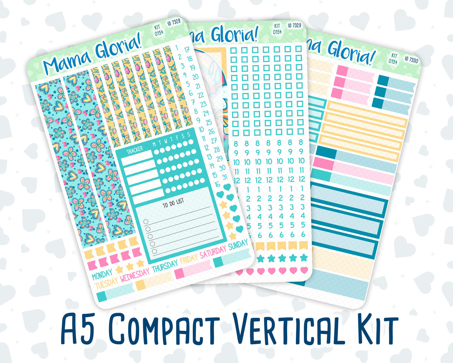 Kit 0154 - A5 Compact Vertical - Unicorn Magic - March Weekly