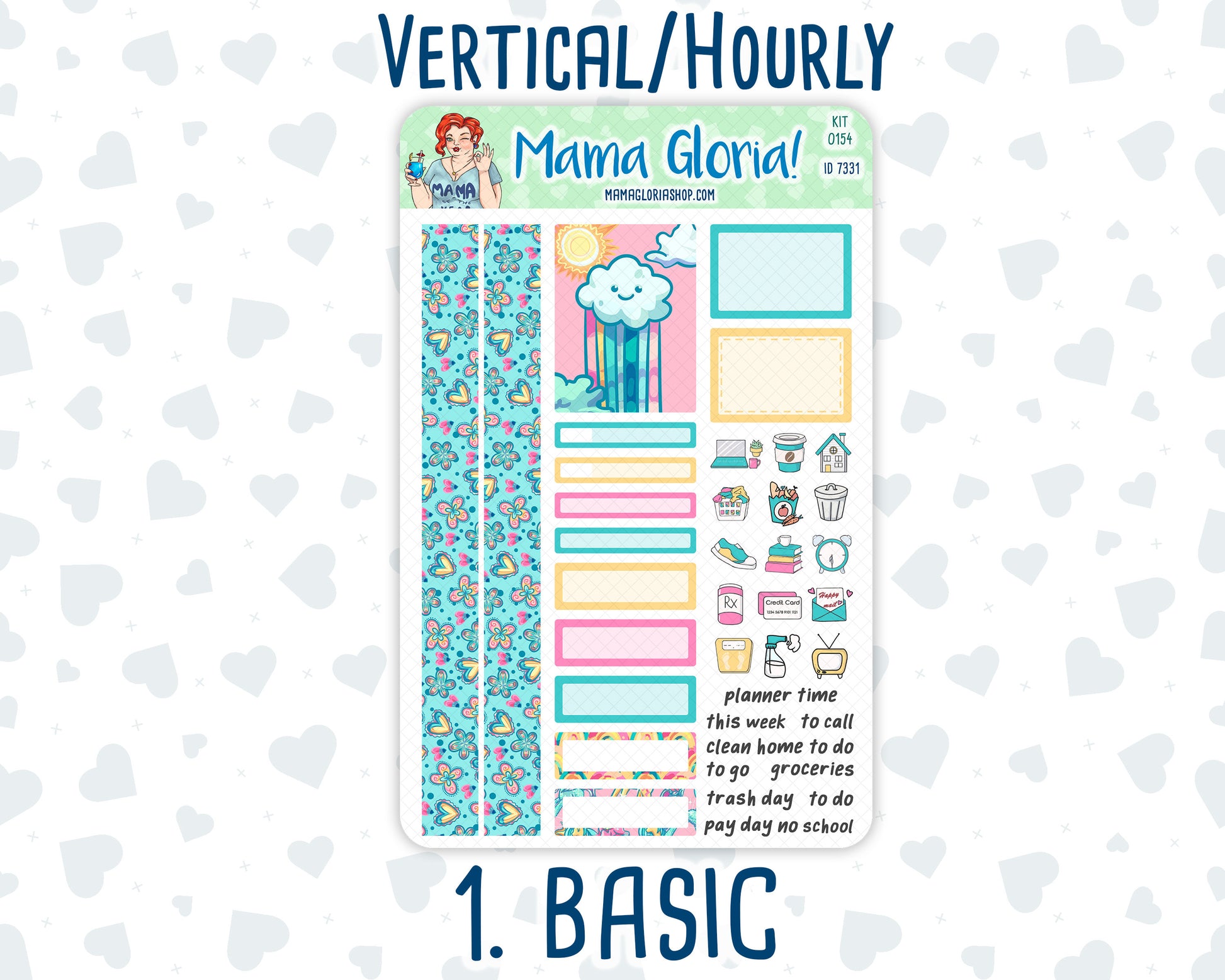 Kit 0154 -7x9 - Unicorn Magic - March - Spring- Weekly Kit For Vertical And Hourly EC Planners