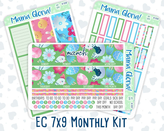 Kit 0111 -7x9 - Monthly - Easter Holidays- April- Spring- For EC Planners