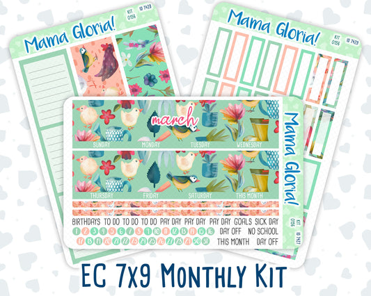 Kit 0156 -7x9 - Monthly - Garden Therapy - March- Spring- For EC Planners