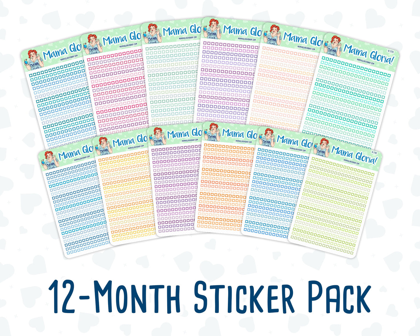 12-Month Check Boxes- 2024 - For Planners - Sticker Pack