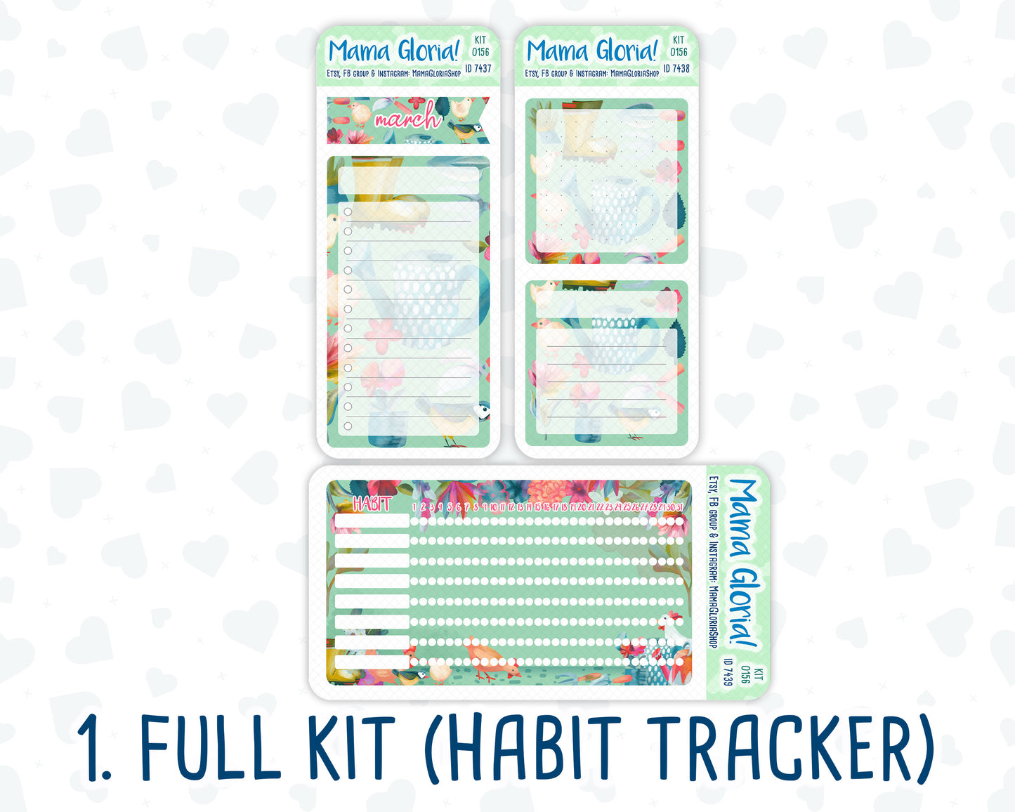 Kit 0156 - A5 - Garden Therapy - March- Spring- Notes Pages - Dashboard Kit - Productivity Page