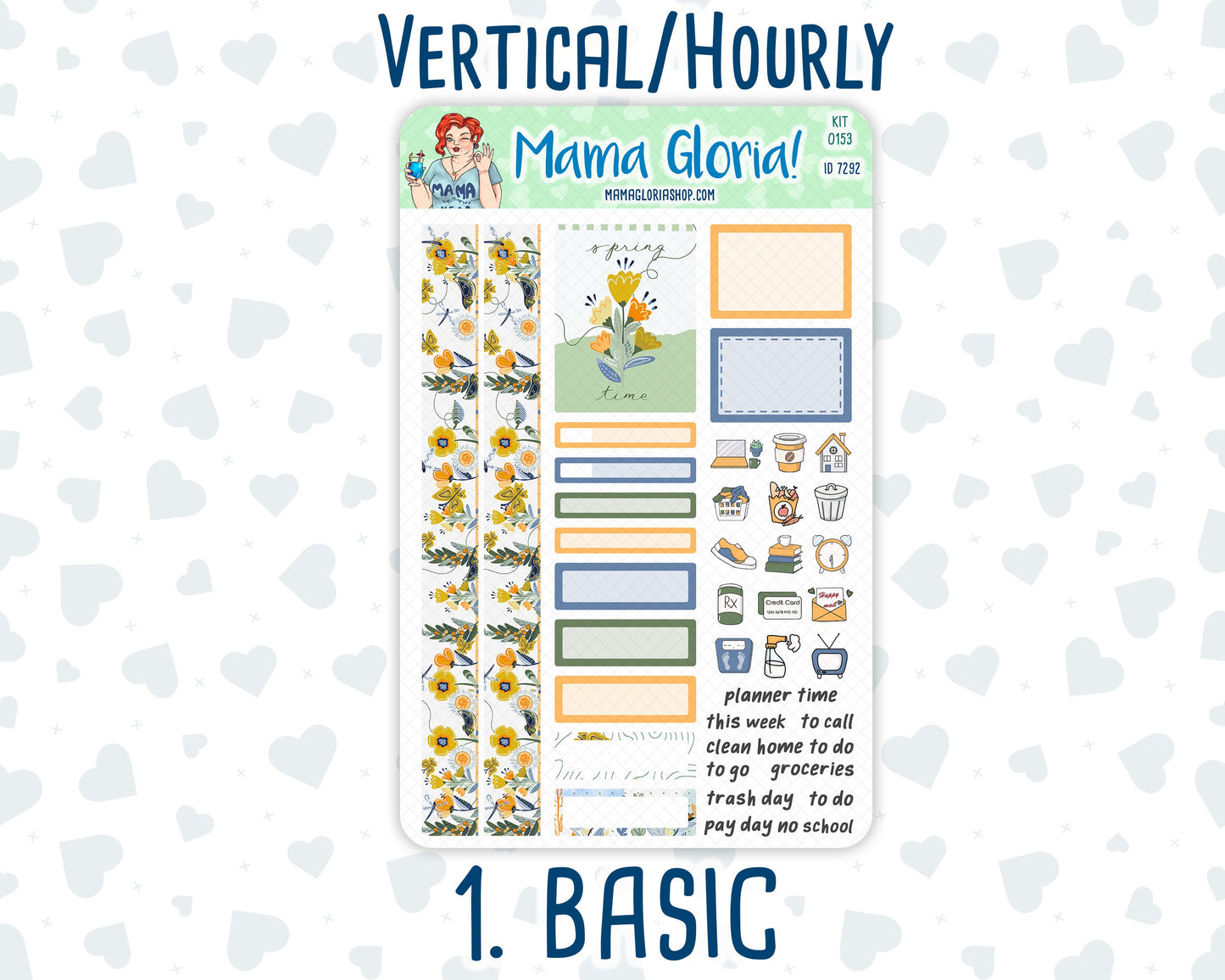 Kit 0153 -7x9 - Songbirds - March - Spring- Weekly Kit For Vertical And Hourly EC Planners