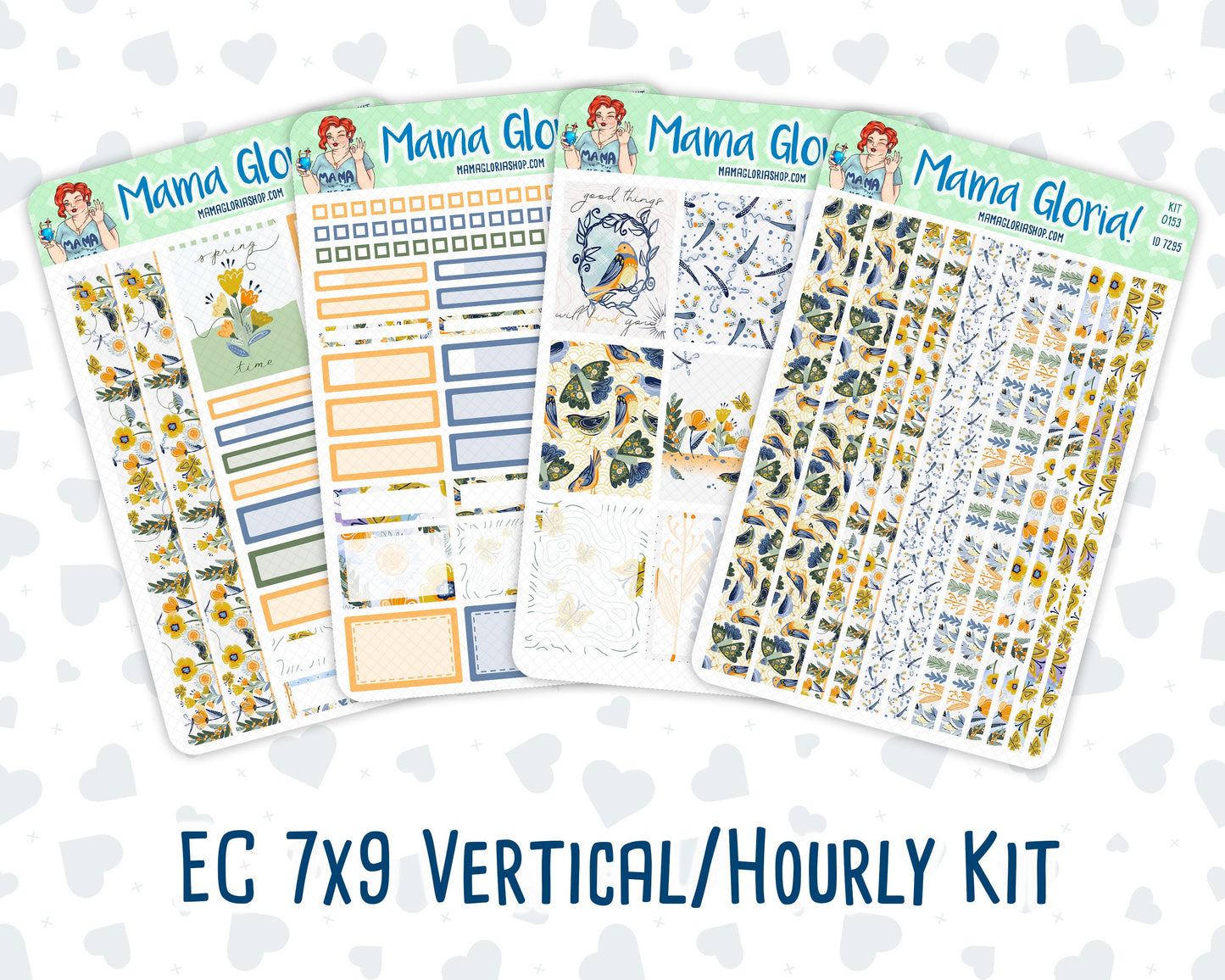 Kit 0153 -7x9 - Songbirds - March - Spring- Weekly Kit For Vertical And Hourly EC Planners