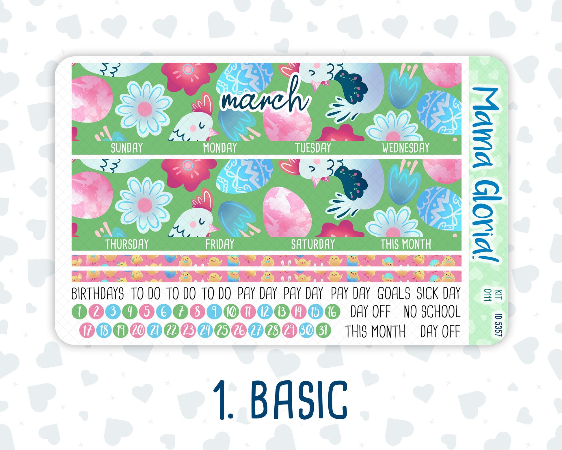 Kit 0111 -7x9 - Monthly - Easter Holidays- April- Spring- For EC Planners