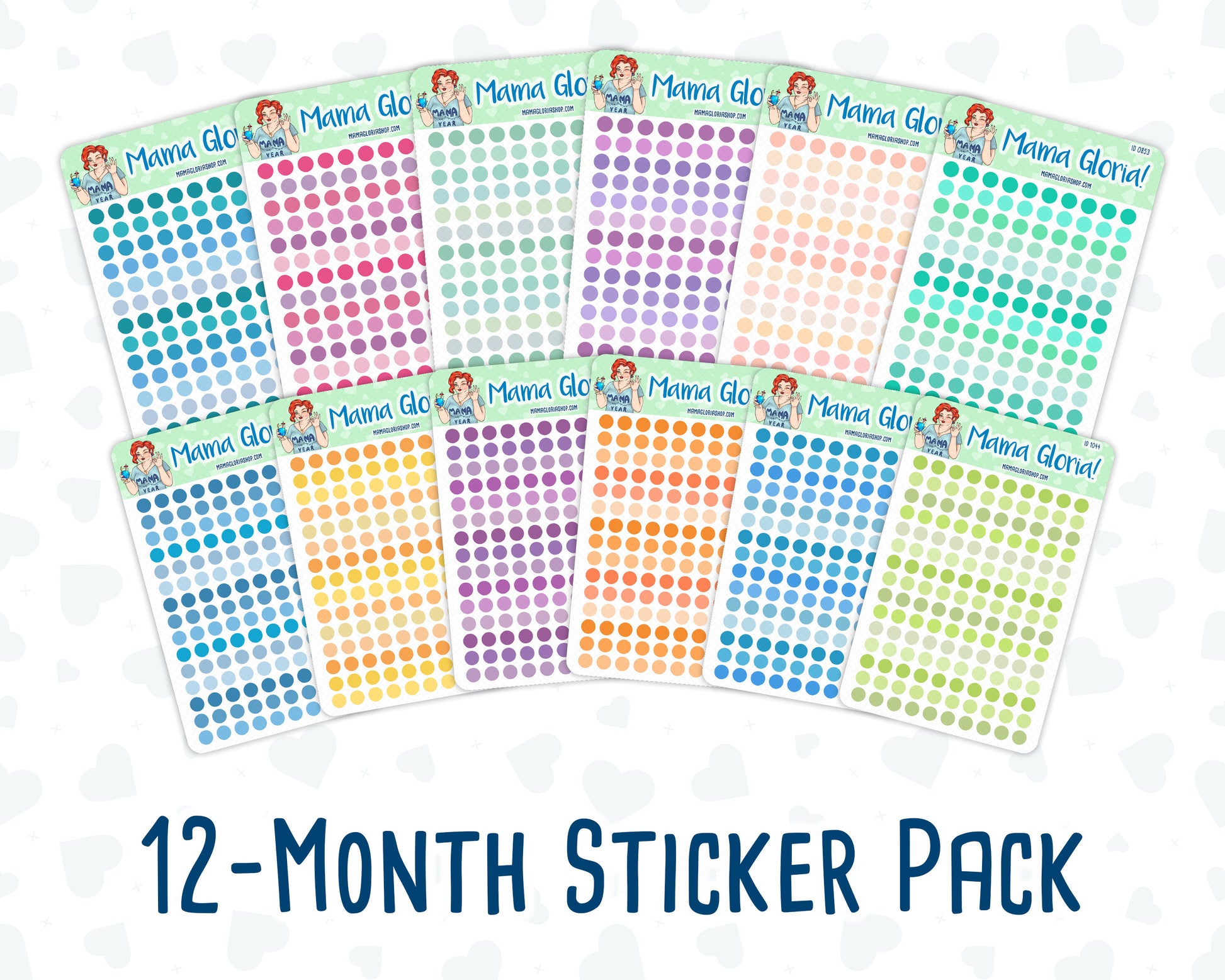 12-Month Functional Dots- 2024 - For Planners - Sticker Pack