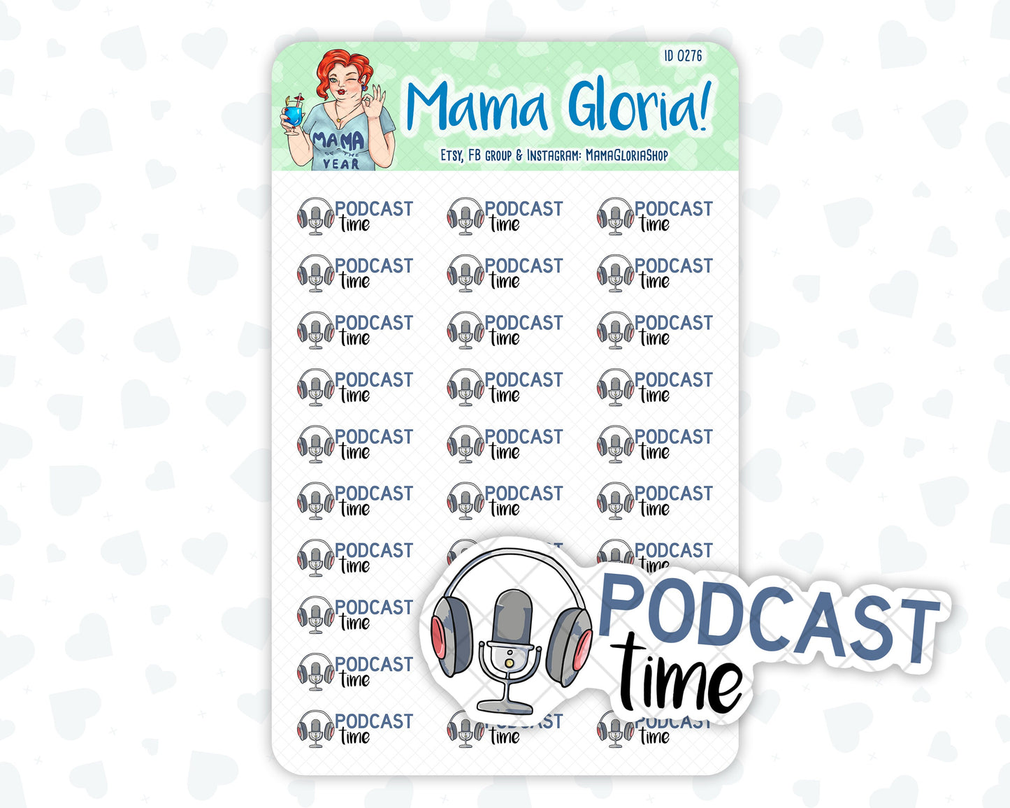 Podcast Time - Text Sticker With Icon