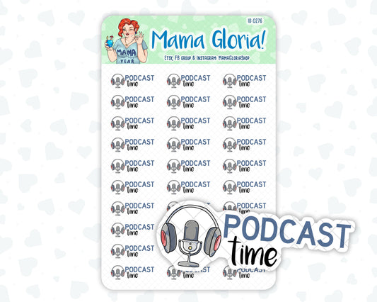 Podcast Time - Text Sticker With Icon