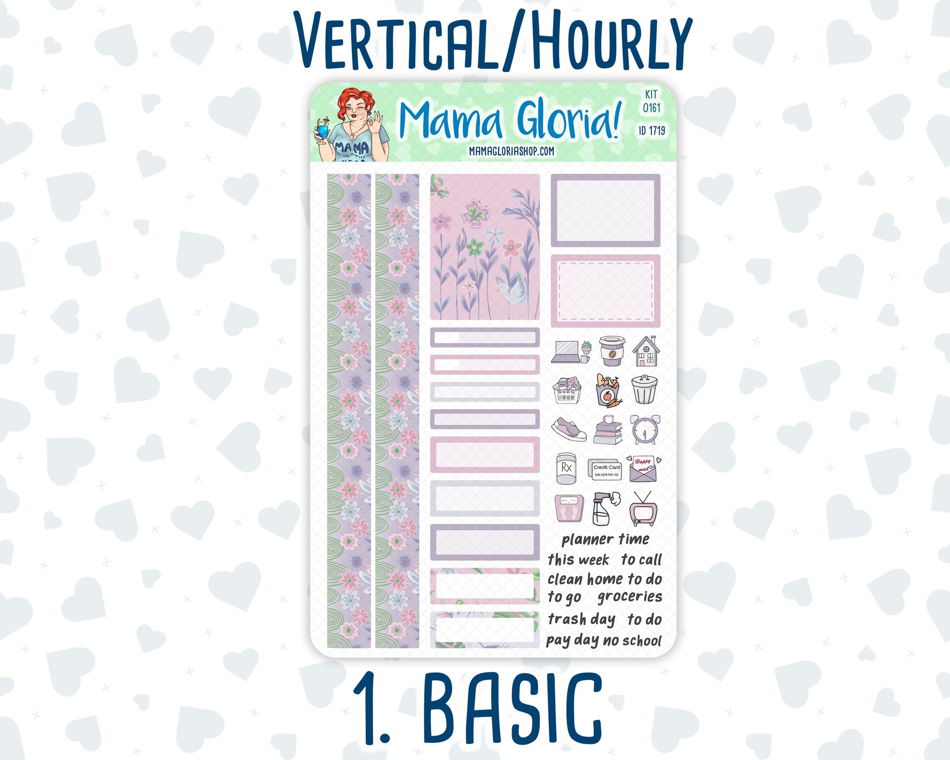 Kit 0161 -7x9 - Spring Rain - April- Spring- Weekly Kit For Vertical And Hourly EC Planners