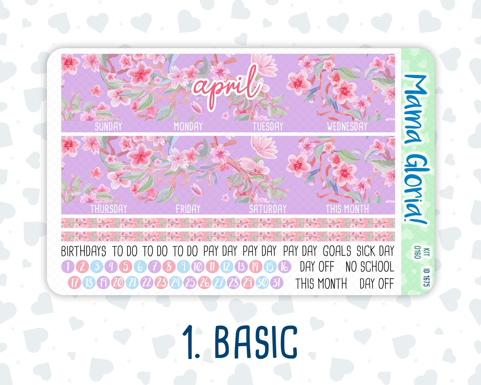 Kit 0160 -7x9 - Monthly - Blossom Ensemble - April- Spring- For EC Planners