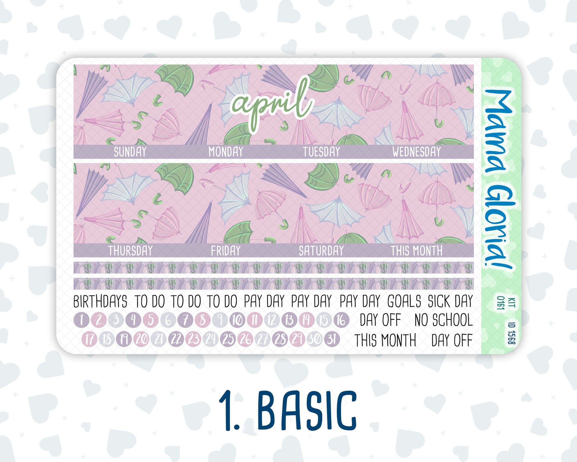 Kit 0161 -7x9 - Monthly - Spring Rain - April- Spring- For EC Planners