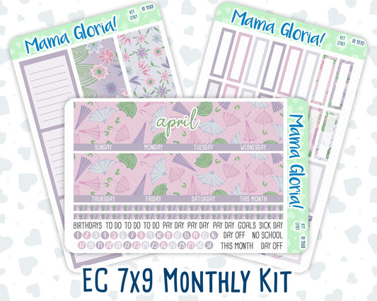 Kit 0161 -7x9 - Monthly - Spring Rain - April- Spring- For EC Planners