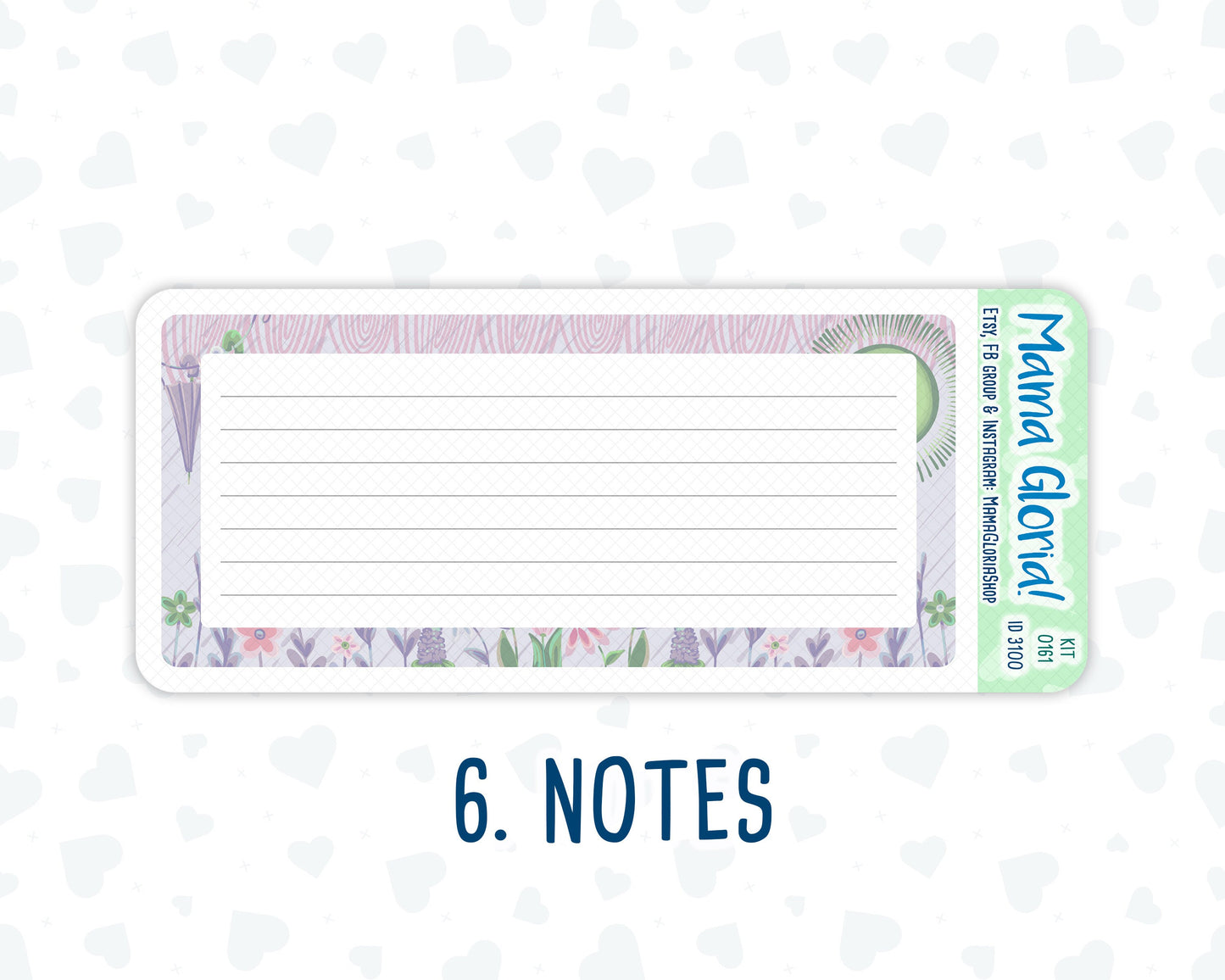 Kit 0161 - 7x9 - Spring Rain - April- Spring- Notes Pages - Dashboard Kit - Productivity Page