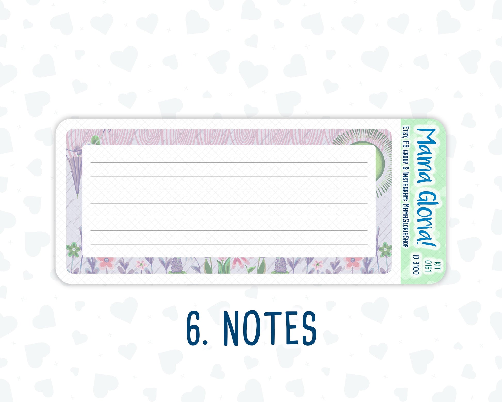 Kit 0161 - 7x9 - Spring Rain - April- Spring- Notes Pages - Dashboard Kit - Productivity Page