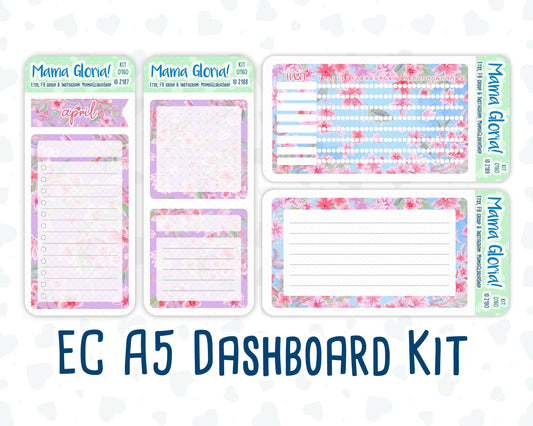 Kit 0160 - A5 - Blossom Ensemble - April- Spring- Notes Pages - Dashboard Kit - Productivity Page